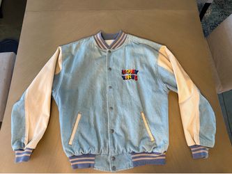 Vintage Warner Bros. Looney Tunes Embroidered Varsity Denim Jacket | Men’s Medium (Size 40) | Made in Mexico