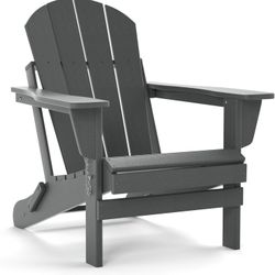 Folding Adirondack Chair, Fire Pit Chair,Patio Outdoor Chairs All-Weather Proof HDPE Resin for BBQ Beach Deck Garden Lawn Backyard(Gray Color)