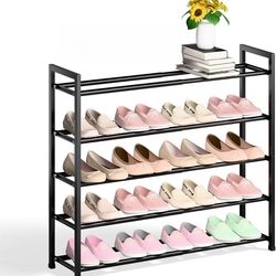 5-Tier Expandable Shoe Rack for Closet, 18“-33” Adjustable Shoe Rack for Small Space, Small Shoe Org