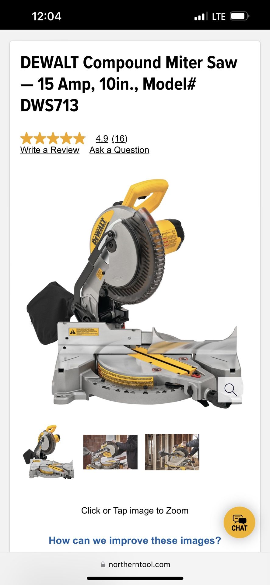 Dewalt 12” Miter Saw Model DW706 120v