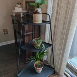 Vintage Black Metal Plant Stand 