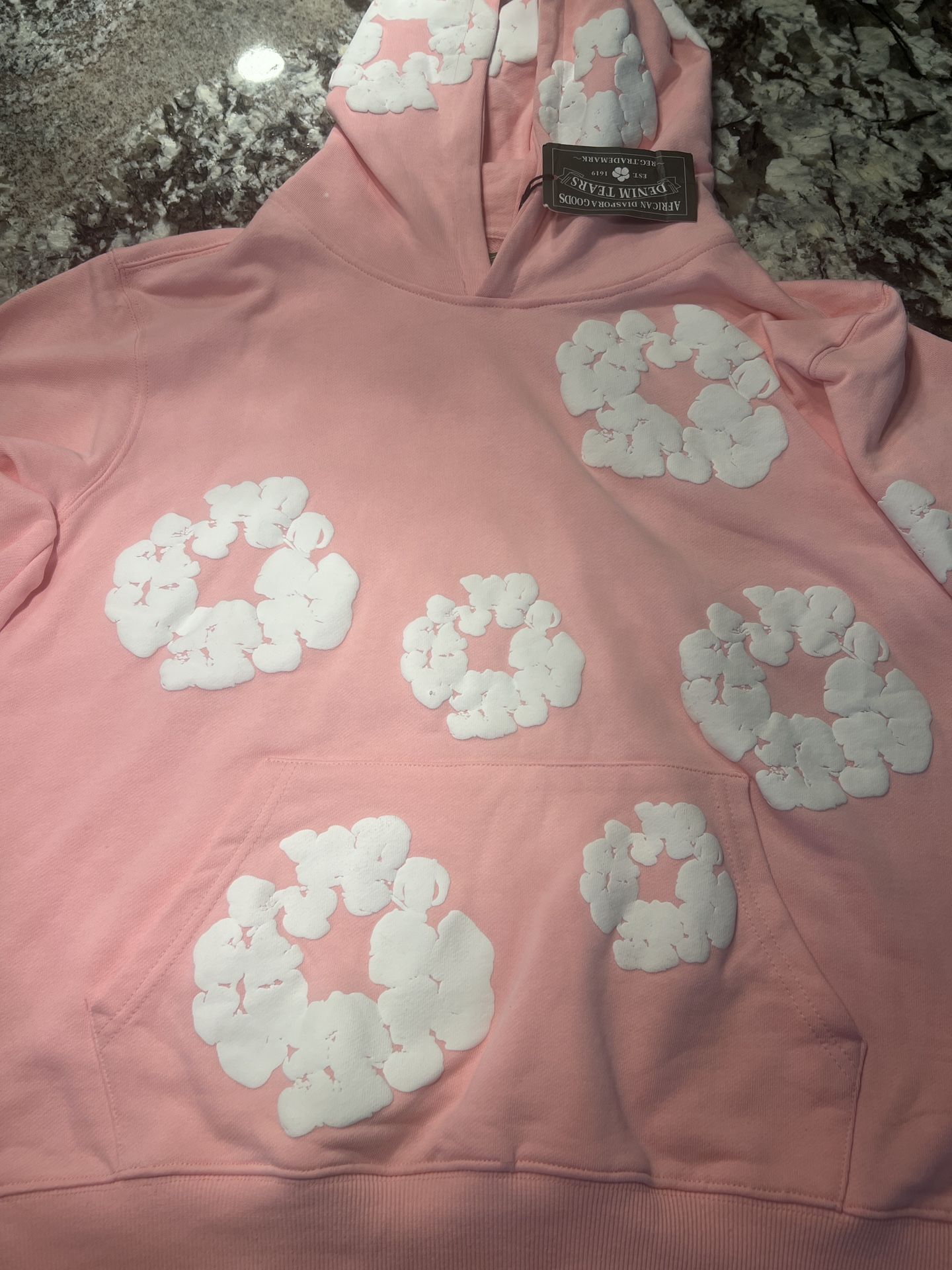 pink denim tear hoodie