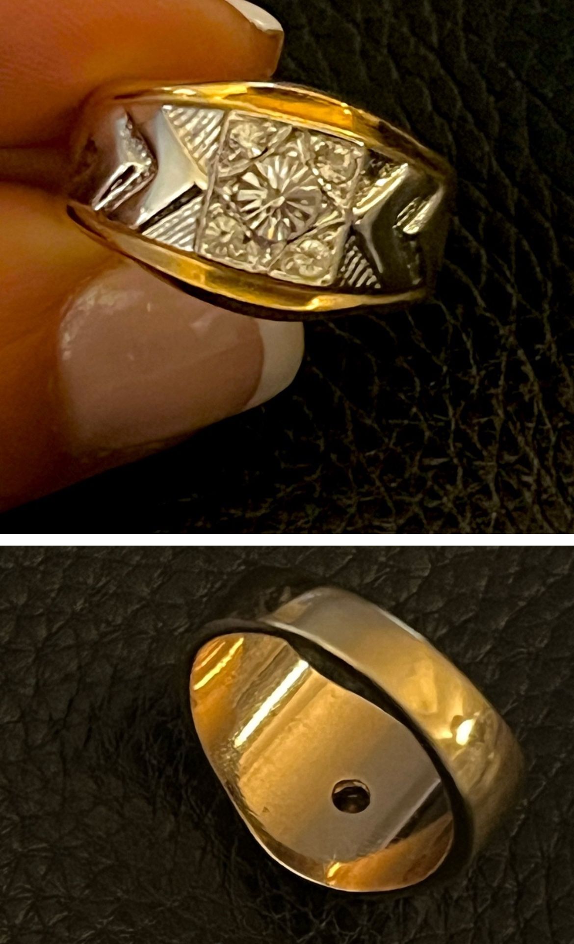 Vintage Ring Gold Plated Size 10 1/2 W 5 Stones