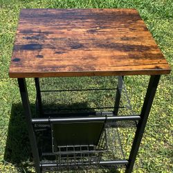 Metal And Wooden Side Table Or Desk Side Table 