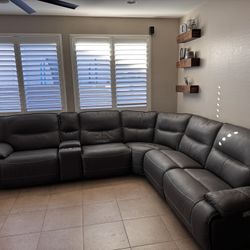 Living spaces gray Marcus motorized reclining