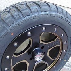 4 New 20X9 Satin Black and Bronze Centerline Rims 285 50 20 A/T Tire 6 X5.5