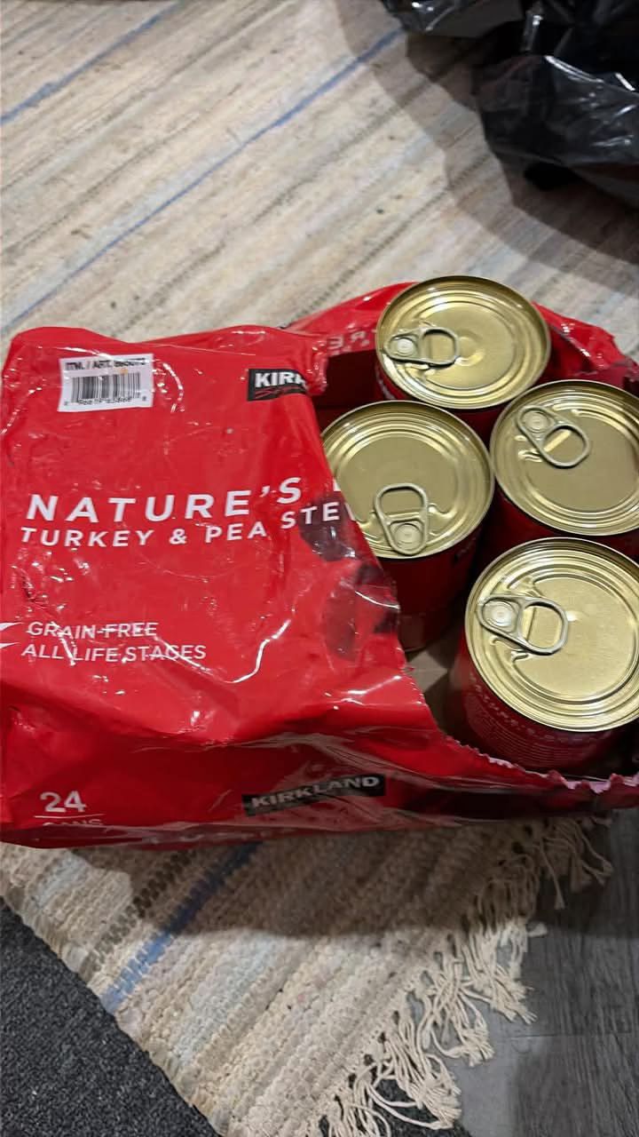 18 (13.2 Oz Each) Cans Nature's Domain Kirkland Turkey and Pea Stew Dog Food
