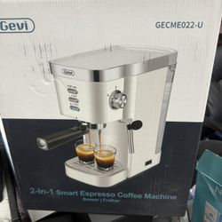 Gevi Espresso Machine 20 Bar Automatic Coffee Maker with Milk Frother Wand, 40.58 oz, New, White
