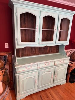 Painted Farmhouse China Hutch Cabinet