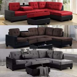 Reversible Sectional Sofas With Storage Ottoman Brand New!