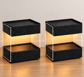 Modern LED Nightstand Set of 2