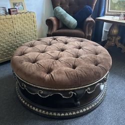 Brown Velvet Tufted Ottoman Bernhardt 