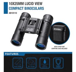 Barska Lucid View 10x25 Compact Binoculars – Lightweight Folding Design with Fully Coated Optics & Rubber Armor – Ideal for Travel, Hiking, Hunting & 