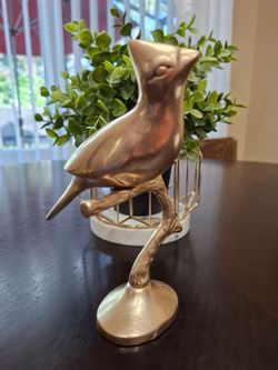 Vintage Brass Cardinal Figurine , MCM Style Collectible