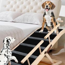 Dog Ramp for Bed, 46.5" Pet Ramps, 6 Adjustable from 12.3"-28" Portable Folding Dog Steps, Dog Stairs for High Beds Car Couch for Old Large Medi Small