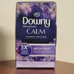 Downy Fabric Softener Dryer Sheets – Infusions Calm Lavender & Vanilla Bean (50 Mega Sheets)