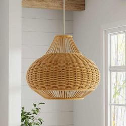 3266: Brand New KOUBOO 1050029 Wicker Pear Pendant Lamp, 18" x 18" x 15", Natural