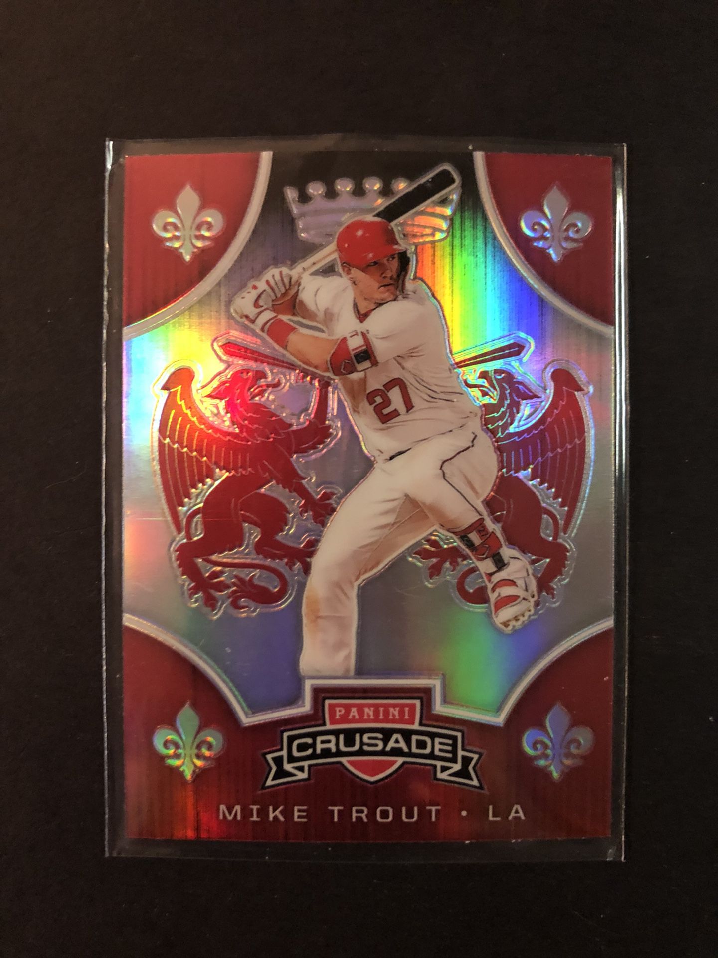 Mike Trout 2019 PANINI Baseball Card #8 ‘Crusade’ PRISM Refractor. Buy 20 Cards, Get 20% OFF. Mike Trout LA ANGELS Baseball Trading Card.