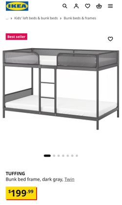 IKEA TUFFING Bunk bed frame, dark gray, Twin