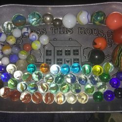 175 various glass classic old school marbles