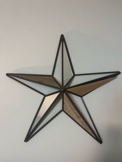 Rustic Metal and Wood Star Wall Decor in Brown and Black