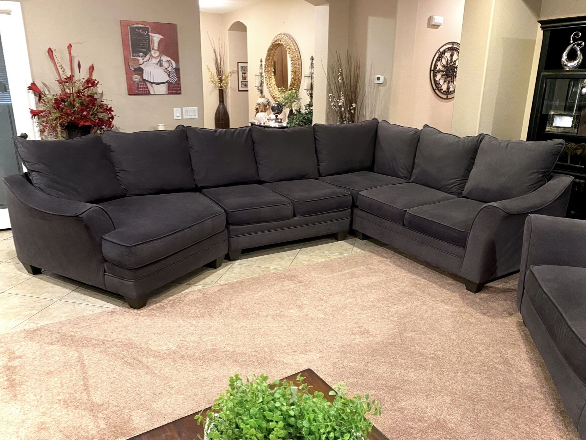 Grey Sectional Couch w/ Cuddler Chaise
