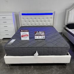 NEW QUEEN BED FRAME WITH MATTRESS