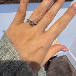 Platinum Engagement Wedding Ring With Natural Old Cut Diamonds 