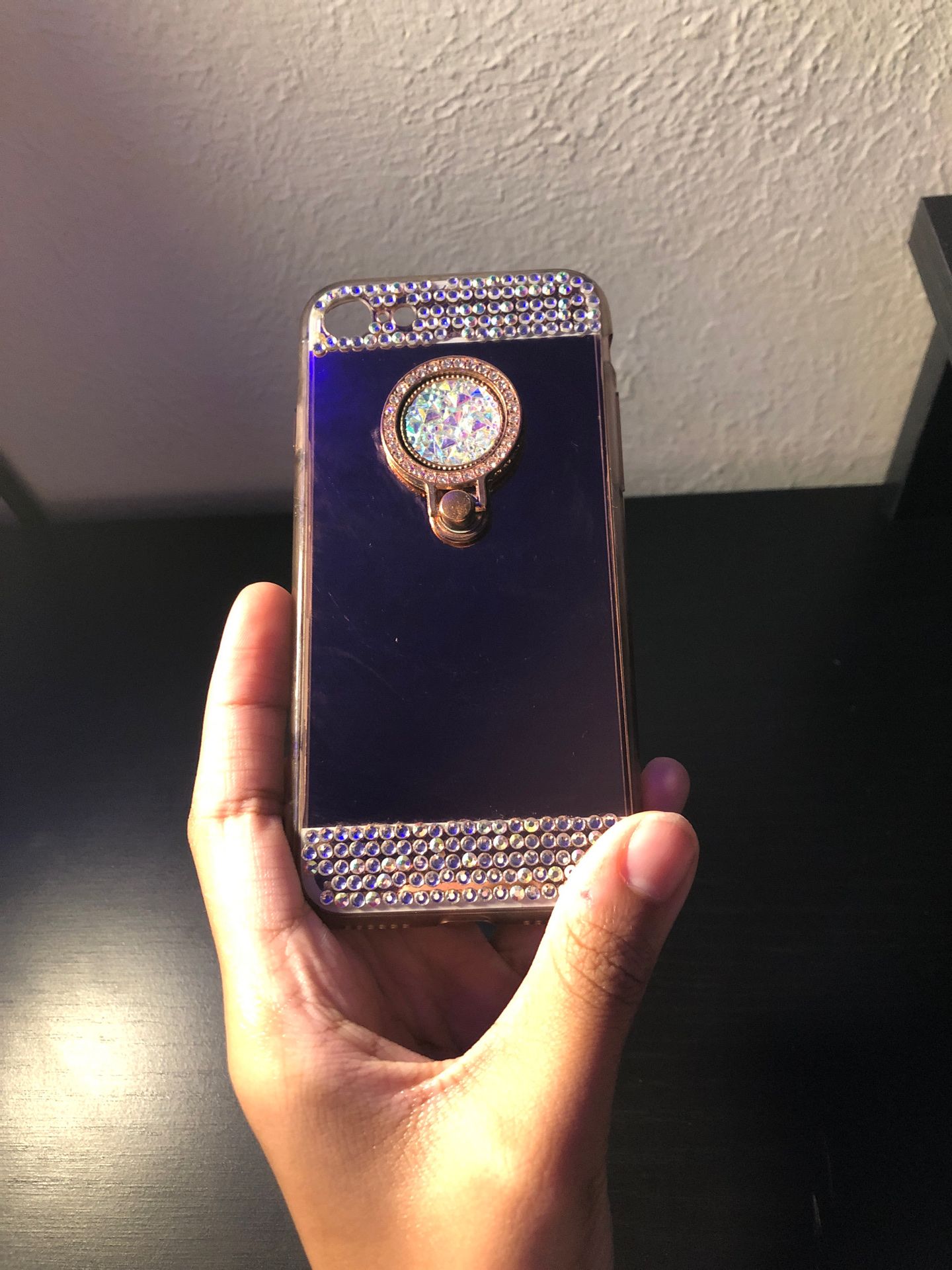 Rose Gold with Small Jewels Phone Case-With Popsocket