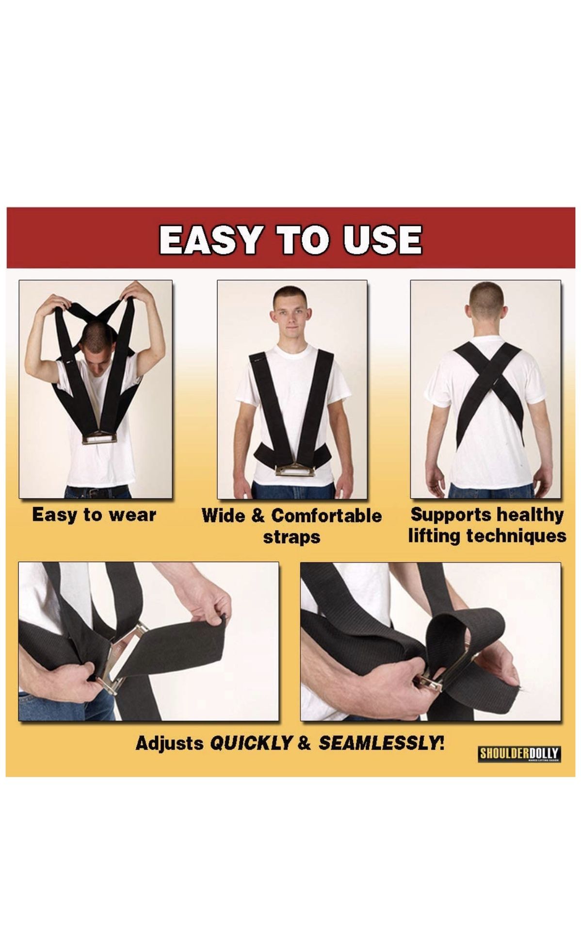 Moving supplies, shoulder dolly moving strap
