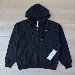 Alo Black Full-Zip Hoodie
