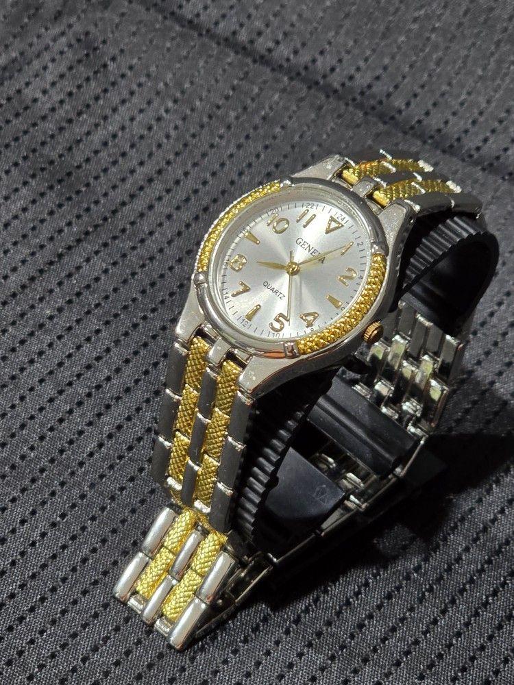 Geneva Gold Silver 35mm Men Watch