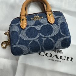 Mini Rowan Bag Charm In Signature Denim