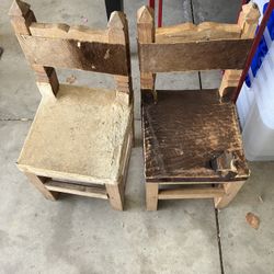 2 VTG Cow Hyde Covered Kids Chairs