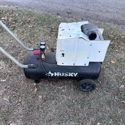 Husky 8 Gal. 150 PSI Portable Electric Oil-Free Horizontal Hotdog Air Compressor with Rubber Wheels