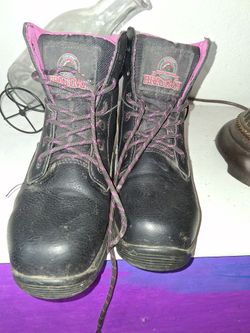 Brahma steel toed  Boots Black and Pink
