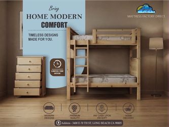 Twin twin bunk bed with dresser combo special mattress included