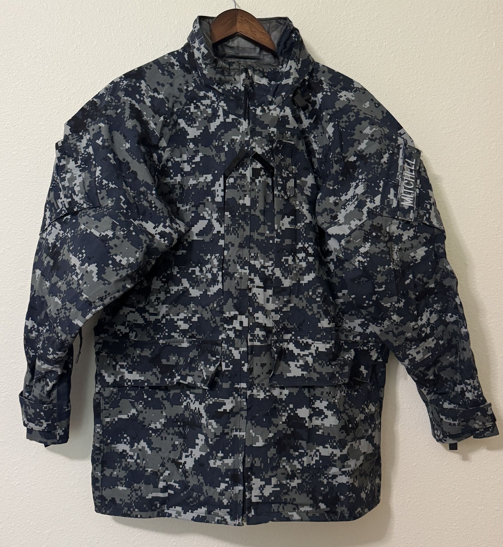 US Navy Jacket Mens Medium Regular Working Parka Field Coat Blue Digital Camo