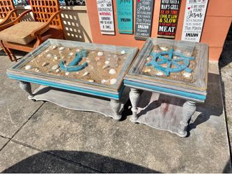 Large coastal coffee and end table