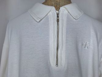 Collectible cK Calvin Klein Jeans Quarter-Zip Polo with Embroidered Logo Retro 1990s