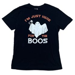 Isaac Morris IML T Shirt Men’s L Black Orange Just Here For The Boos Graphic Tee