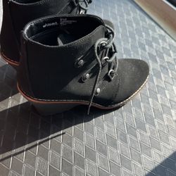 8 1/2  Black suede boots For Women ( With Wedge ) 