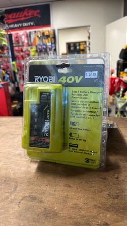 RYOBI 40V Lithium-Ion Charger with USB Port