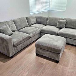 New! Super Comfy ~ Luxurious Soft Touch Sofa Sectional! Free Xl Ottoman!
