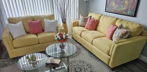​Palliser "Fortuna" 2-Piece Sofa Set - Marigold Microfiber - Like New!
