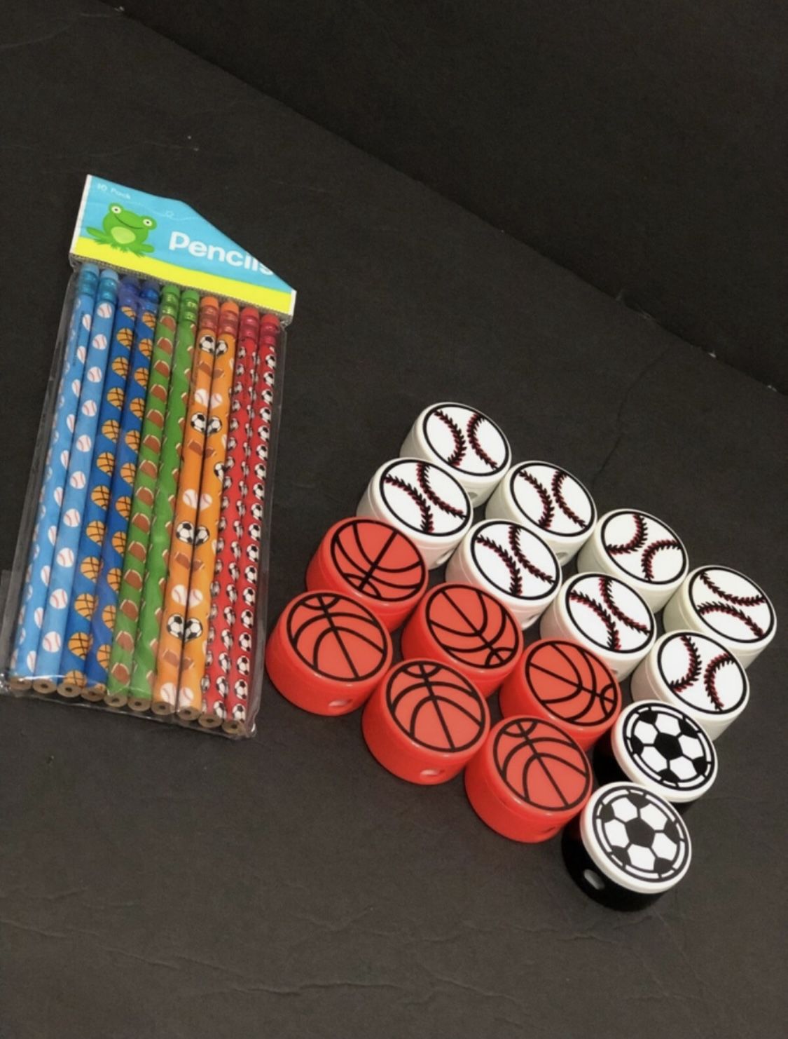 NEW Sports Balls Pencil Sharpeners - 16 Pc. & 10 Pencils