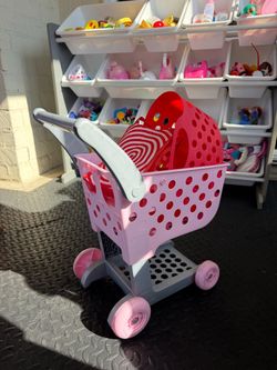Toy Shopping Cart + Basket + Bag