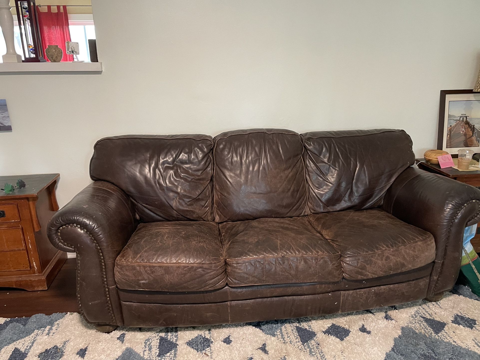 Reddish Brown Leather Couch