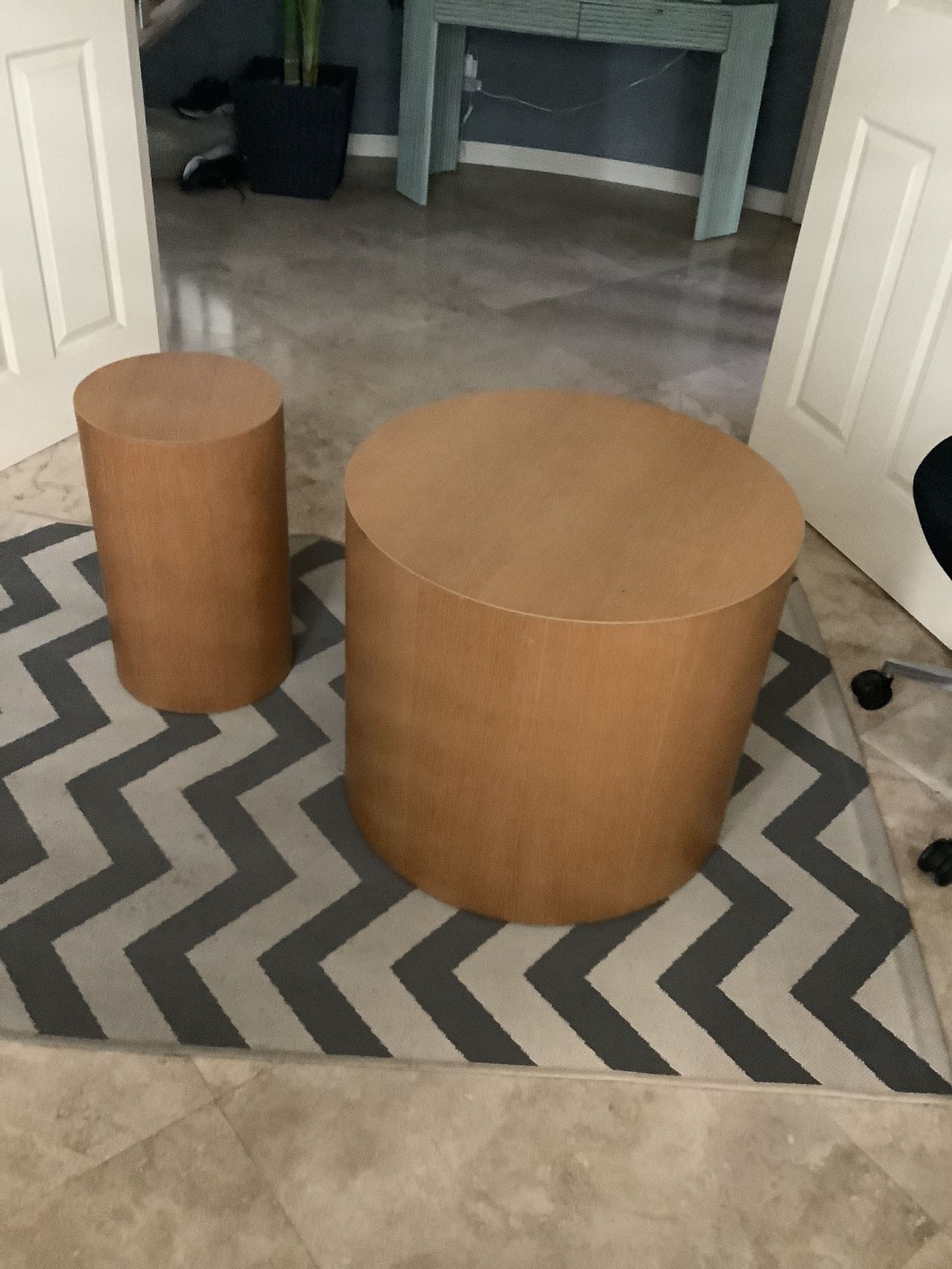 Vintage Mid Century (70’s) Intrex Habitat Drum Tables (2),New Products : American Fashion Style Bags On Sale