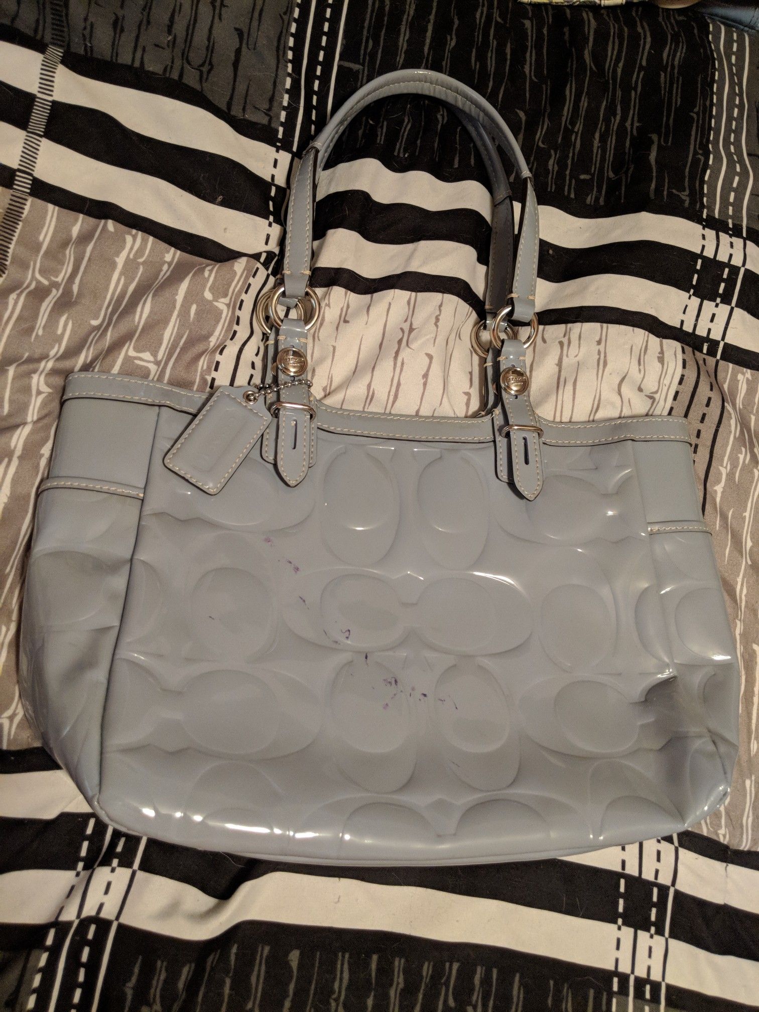 Coach patent leather embossed C tote